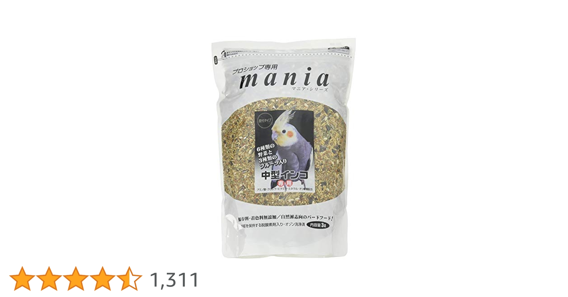 お買い得！鳥のエサ　プロショップ専用￼ mania マニアシリーズ3Lx6袋￼ お買い得！鳥のエサ プロショップ専用 mania マニアシリーズ3Lx6